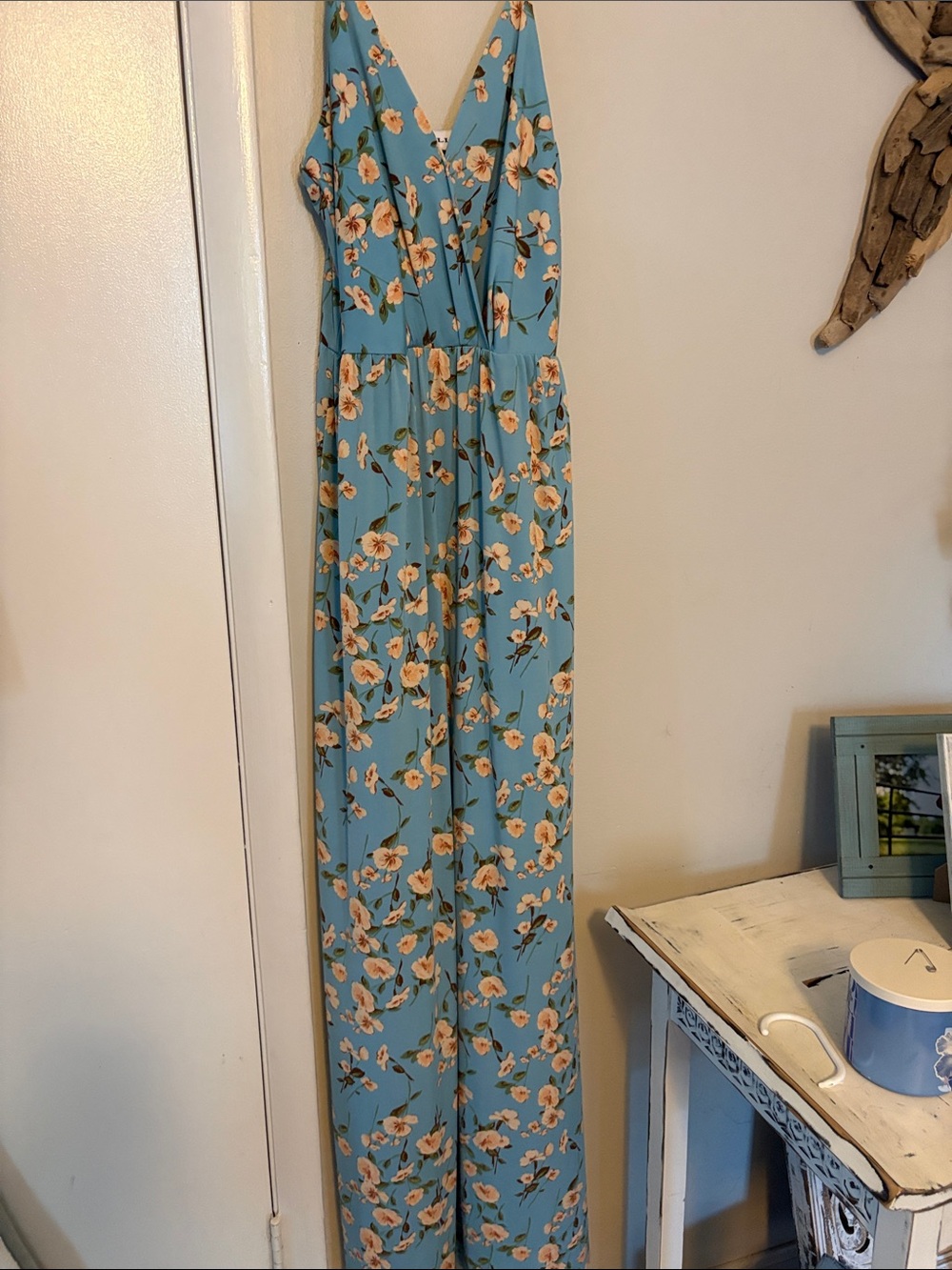 Blue Floral Surplice maxi dress